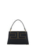 Elisabetta Franchi borsa a mano con tracolla placca logo nero