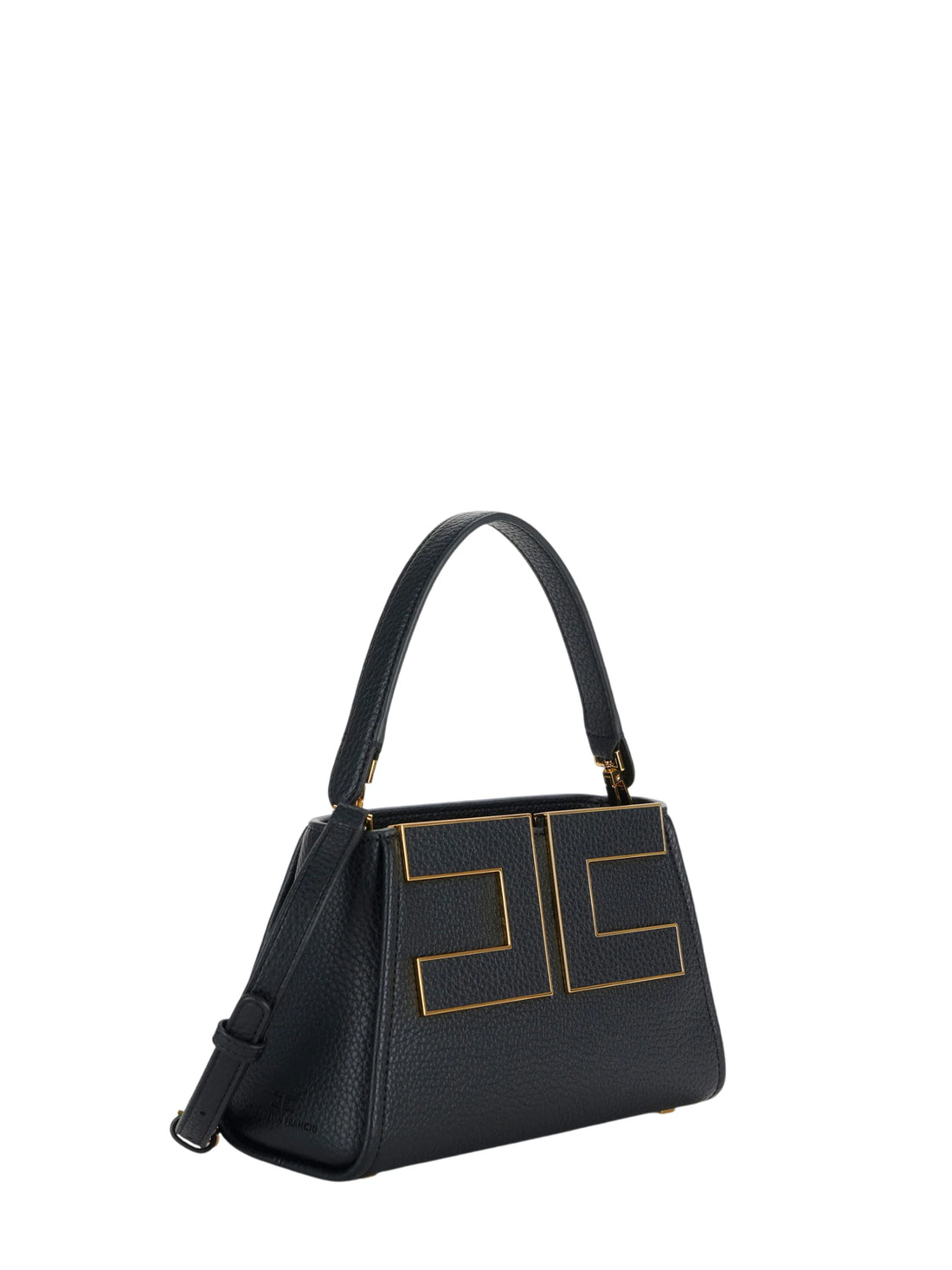 Elisabetta Franchi borsa a mano con tracolla placca logo nero