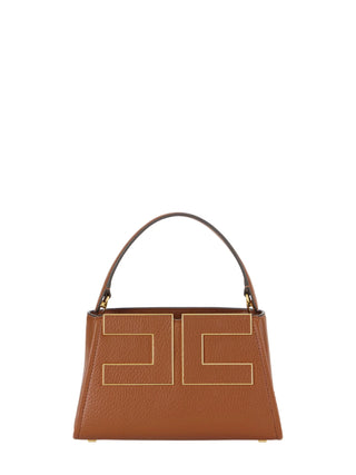 Elisabetta Franchi borsa a mano con tracolla placca logo marrone cuoio BS07A66 FK3 ELISABETTA FRANCHI 