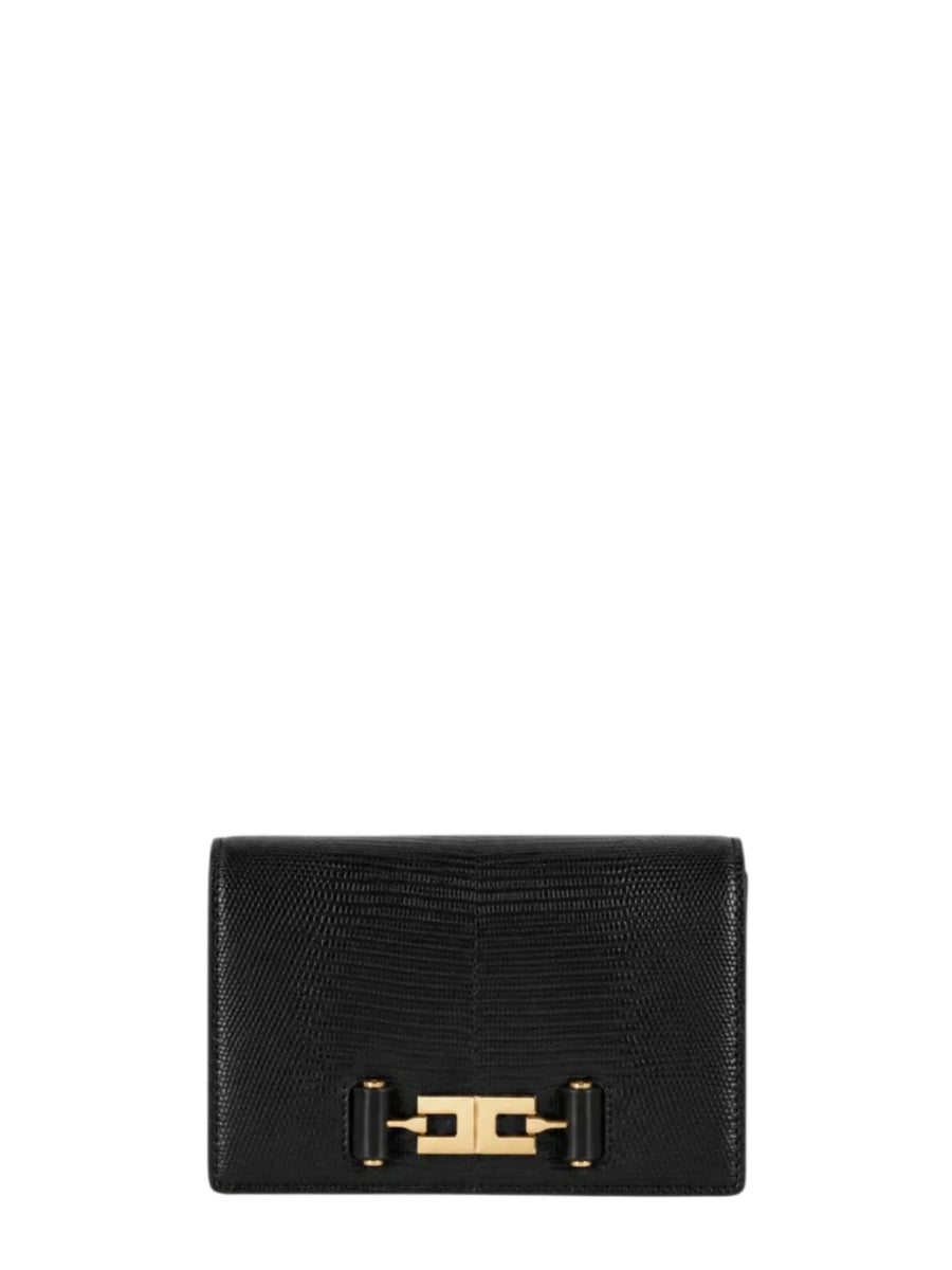 Elisabetta Franchi borsa a tracolla in ecopelle stampa lucertola nero