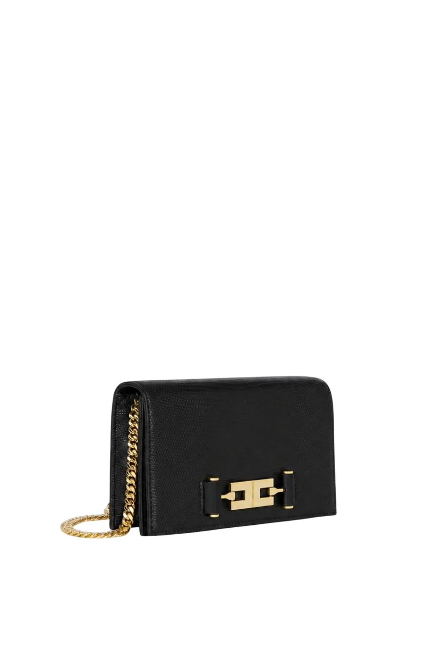Elisabetta Franchi borsa a tracolla in ecopelle stampa lucertola nero