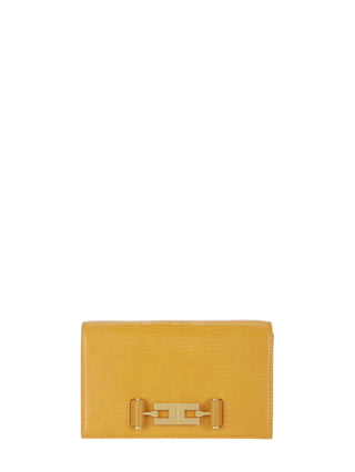Elisabetta Franchi borsa a tracolla in ecopelle stampa lucertola giallo ocra BS08A66 940 ELISABETTA FRANCHI 