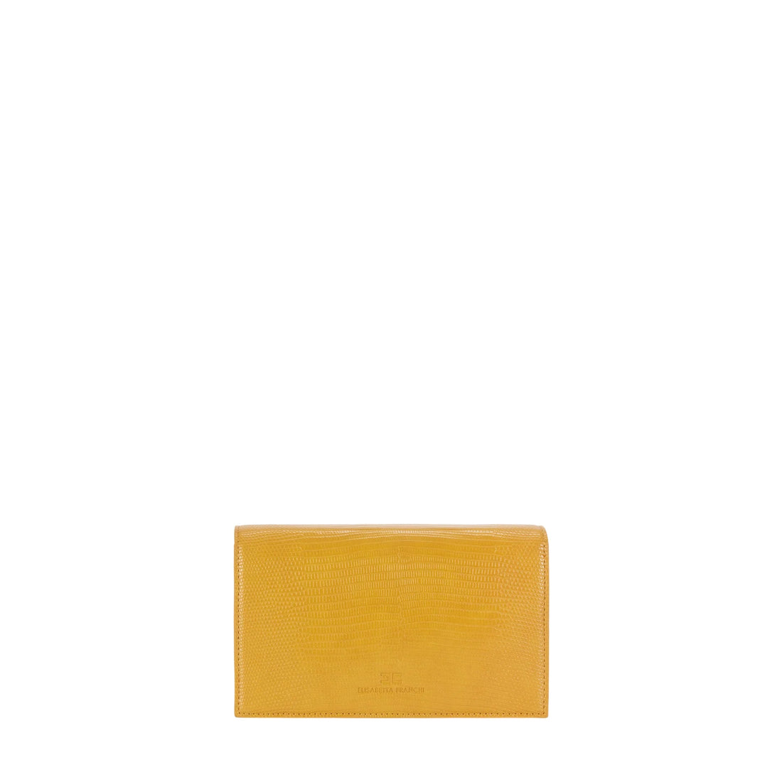 Elisabetta Franchi borsa a tracolla in ecopelle stampa lucertola giallo ocra