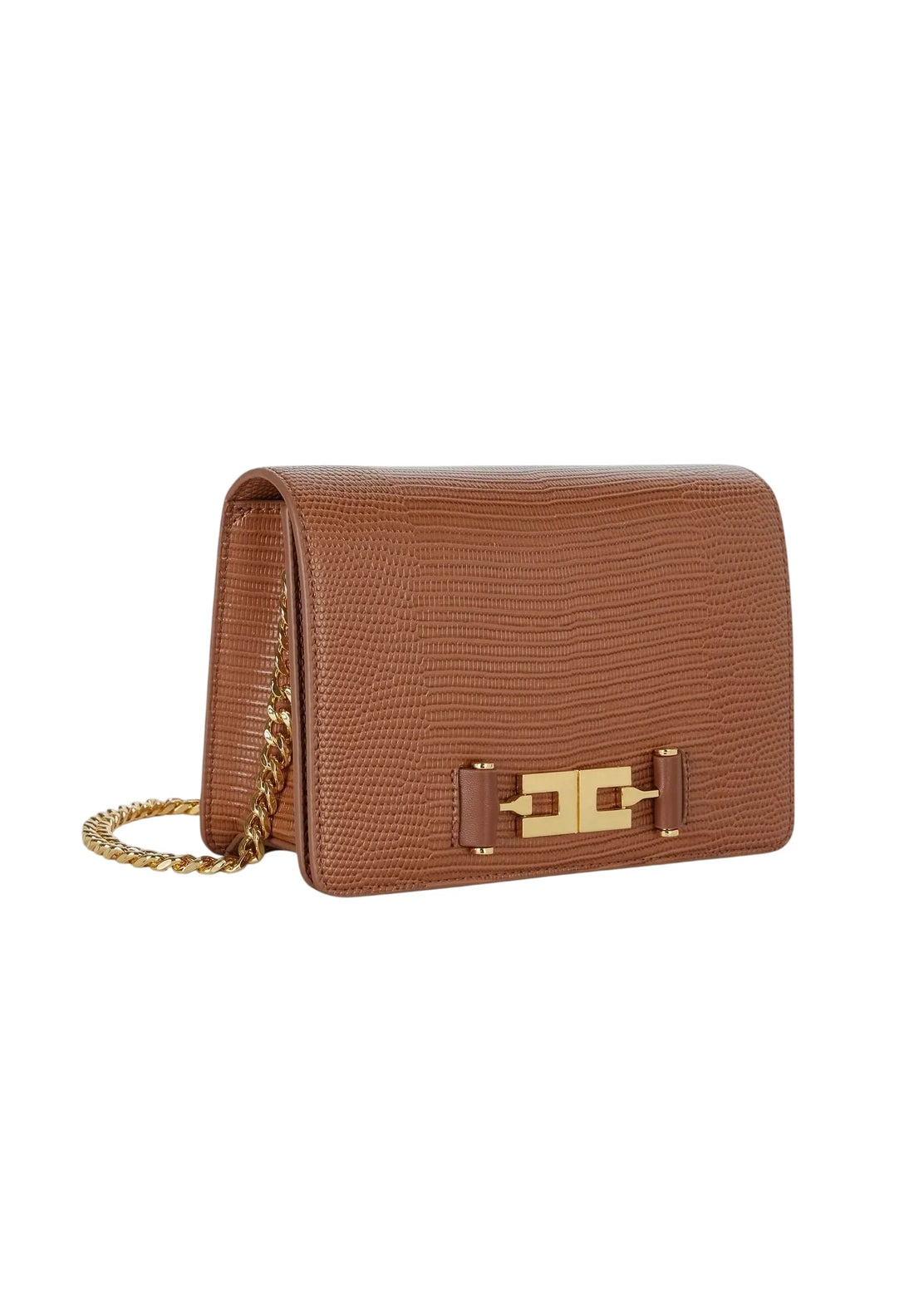 Elisabetta Franchi borsa a tracolla in ecopelle stampa lucertola cuoio