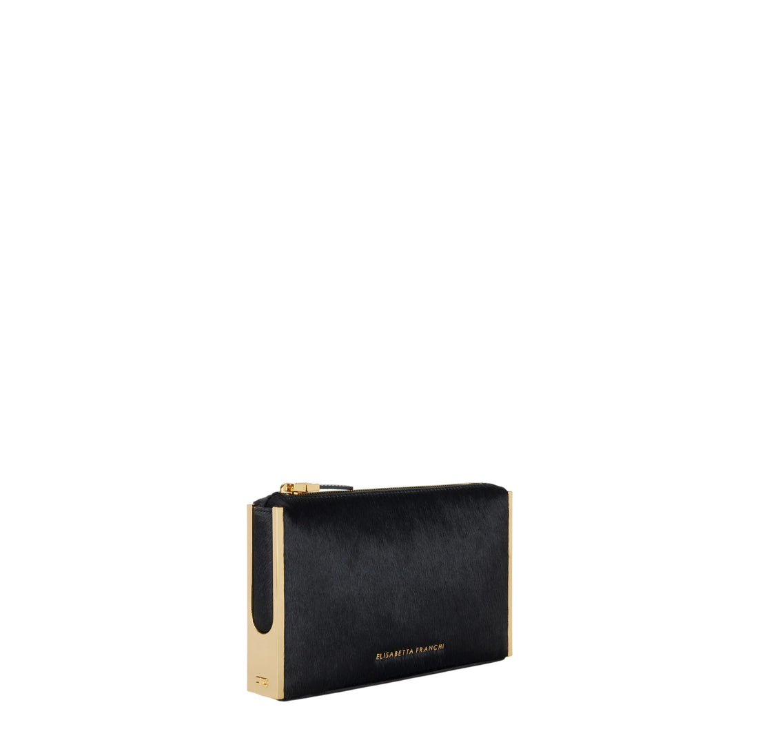 Elisabetta Franchi pochette in cavallino con dettagli metallici nero