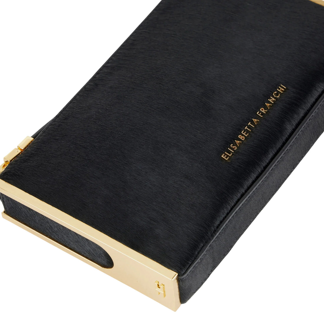 Elisabetta Franchi pochette in cavallino con dettagli metallici nero