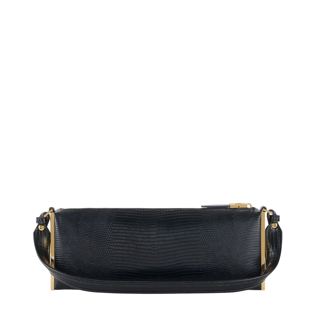 Elisabetta Franchi borsa a spalla in ecopelle stampa lucertola nero