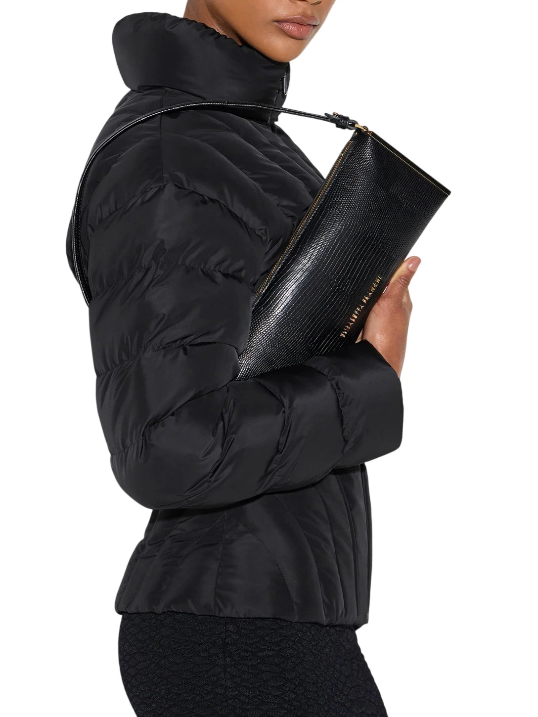 Elisabetta Franchi borsa a spalla in ecopelle stampa lucertola nero