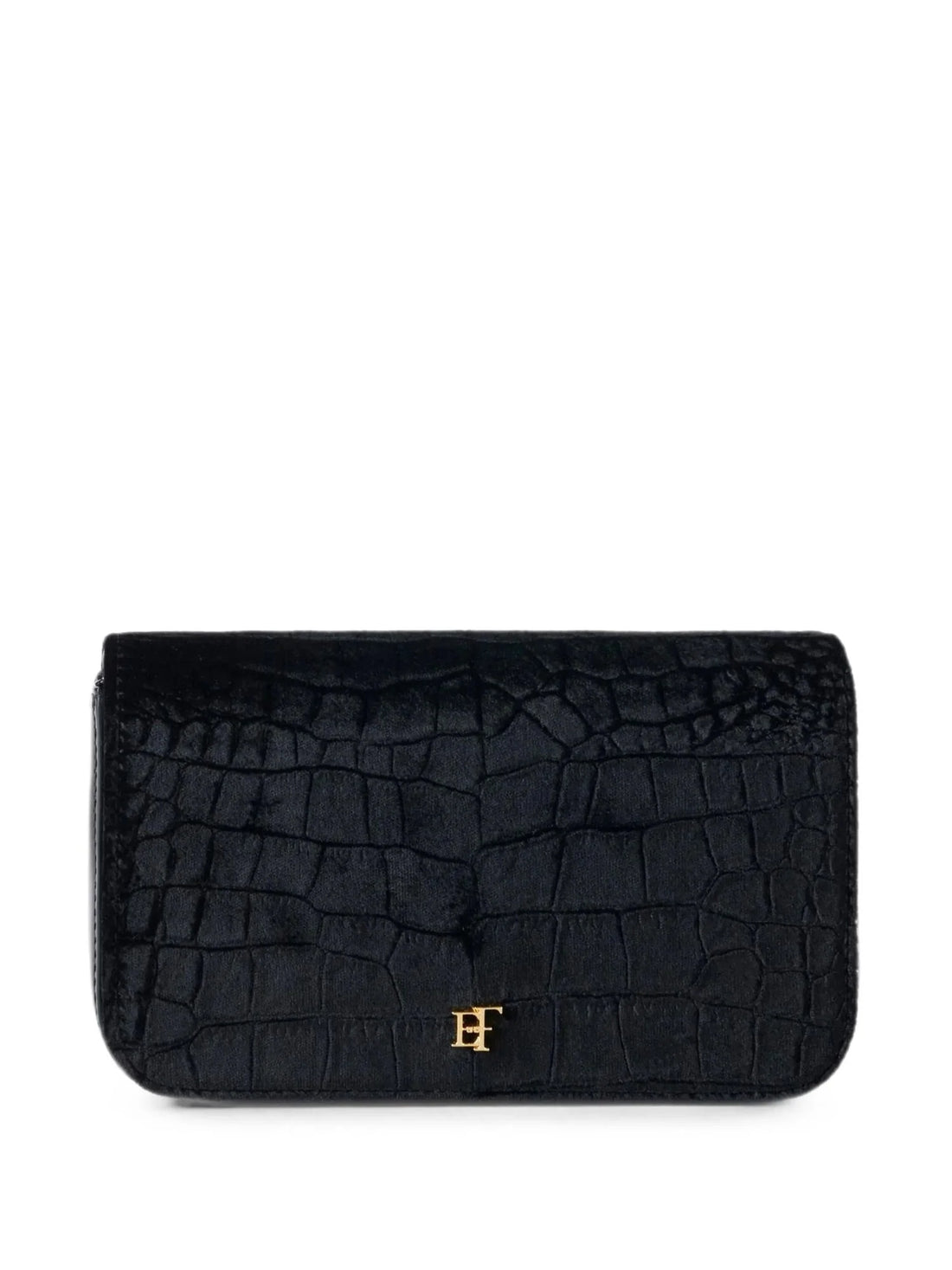 Elisabetta Franchi borsa a tracolla in velluto effetto cocco nero