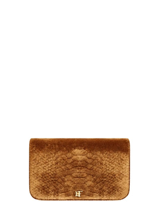 Elisabetta Franchi borsa a tracolla in velluto effetto cocco giallo ambra BS20A67 940 ELISABETTA FRANCHI 