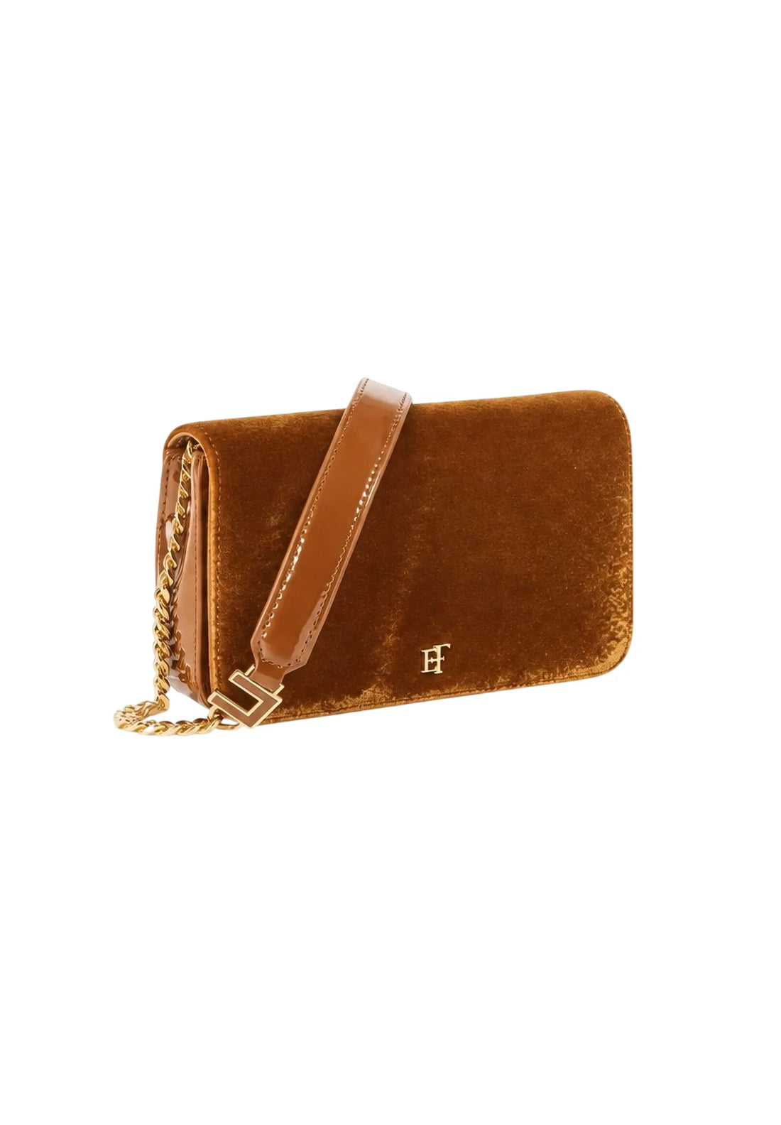 Elisabetta Franchi borsa a tracolla in velluto effetto cocco giallo ambra