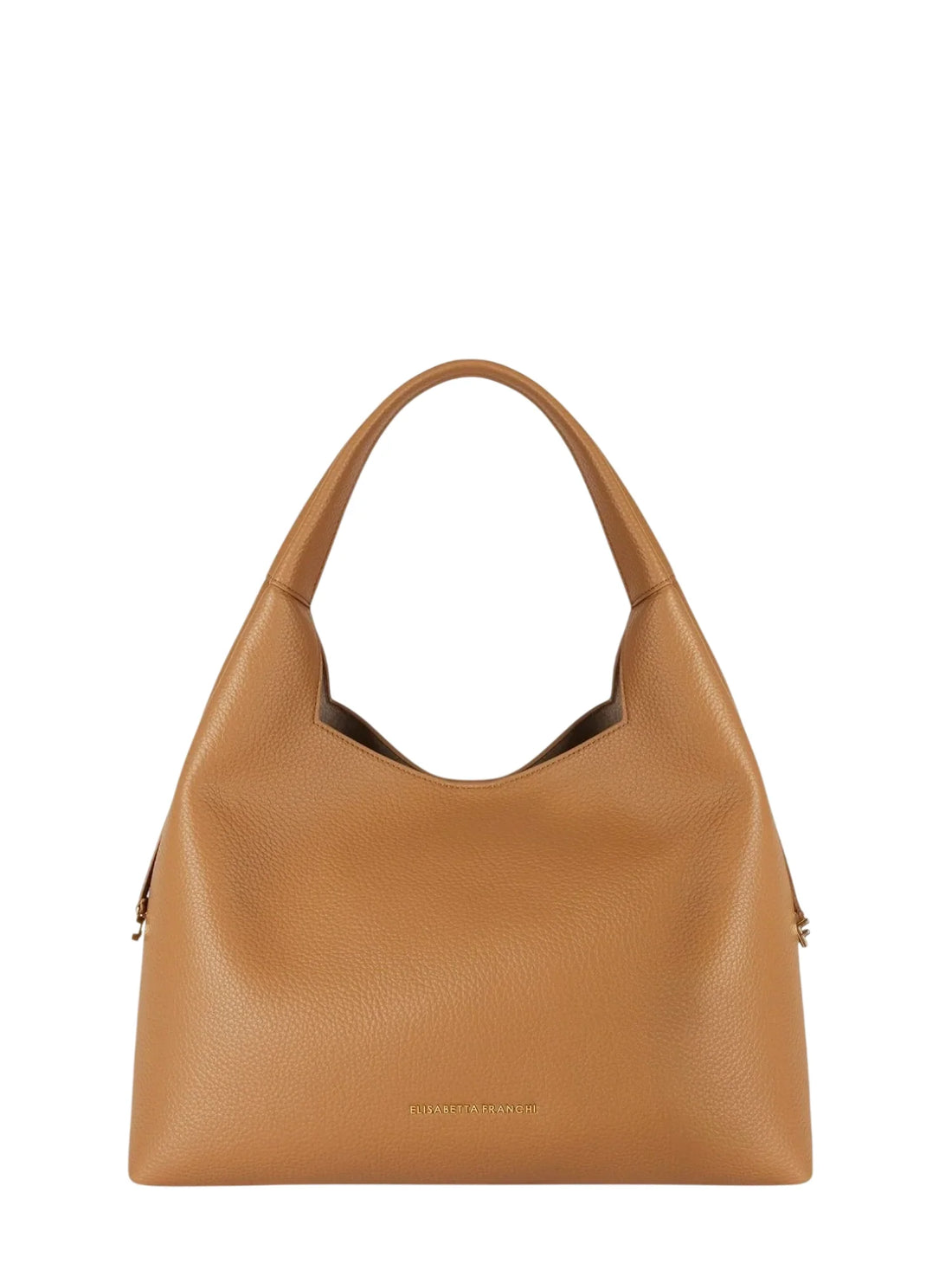 Elisabetta Franchi borsa hobo in ecopelle martellata con charms cuoio
