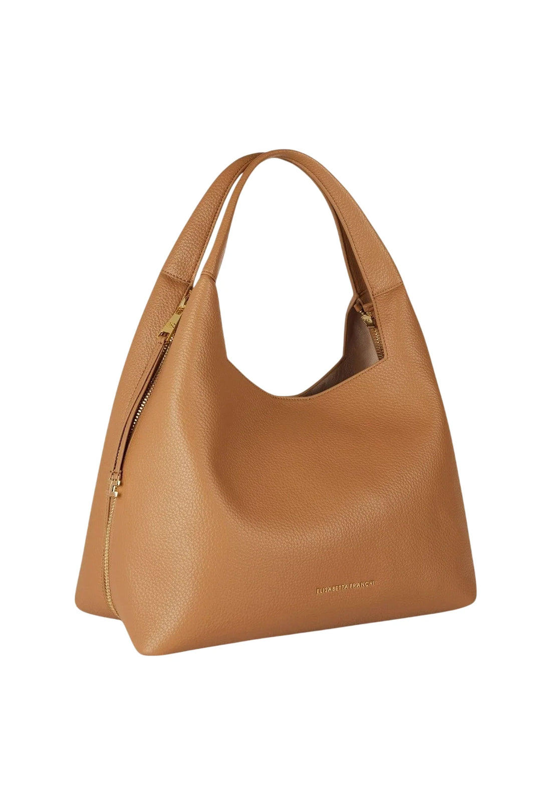 Elisabetta Franchi borsa hobo in ecopelle martellata con charms cuoio