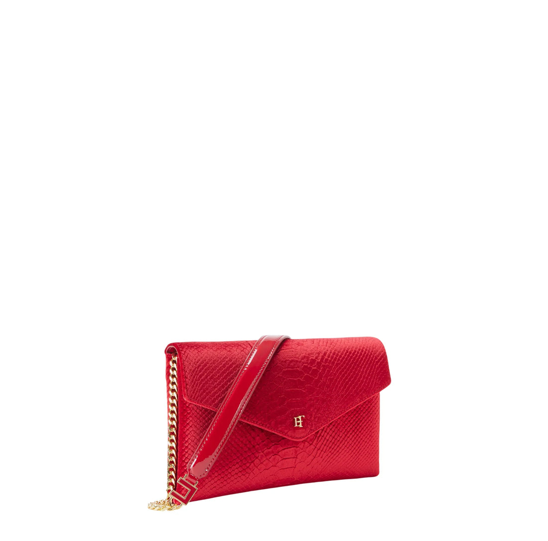 Elisabetta Franchi borsa a tracolla in velluto stampa cocco rosso
