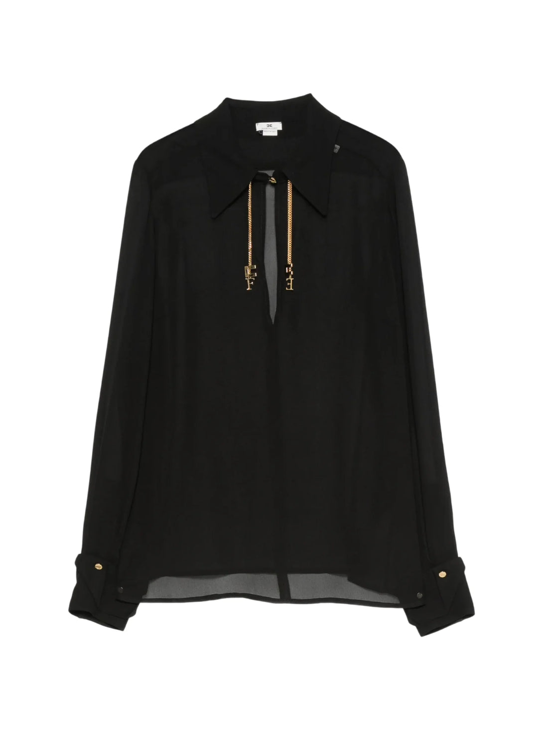Elisabetta Franchi camicia donna in georgette con charms nero
