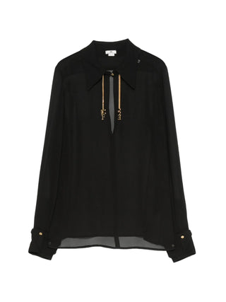 Elisabetta Franchi camicia donna in georgette con charms nero CA19466 110 ELISABETTA FRANCHI 