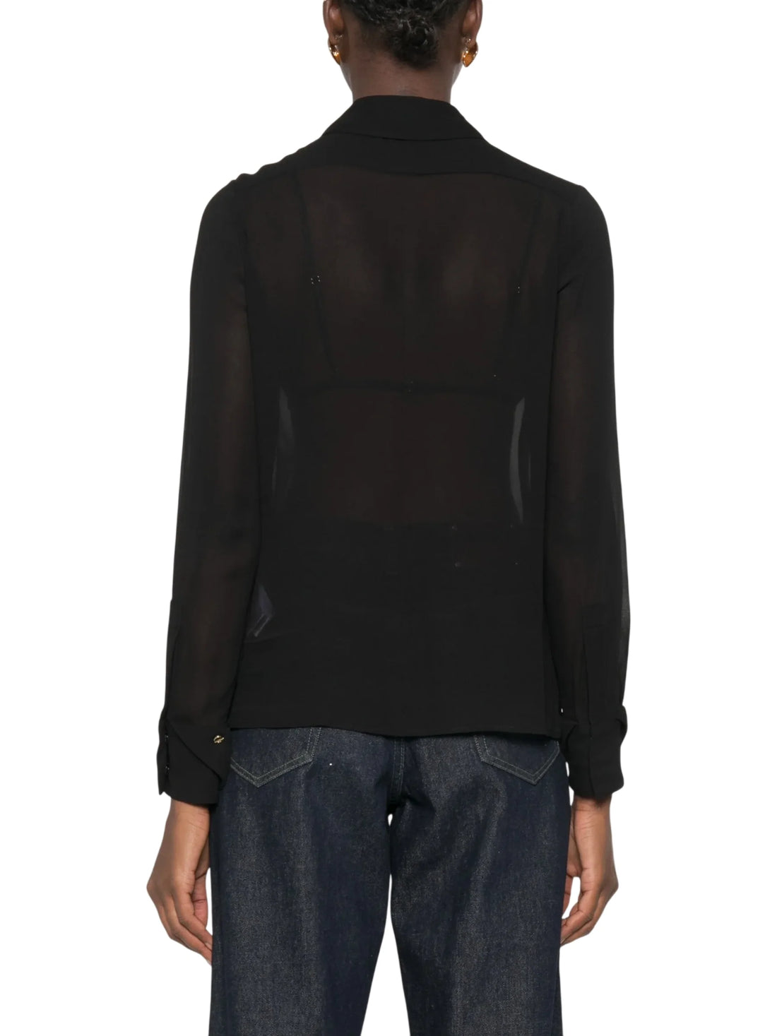 Elisabetta Franchi camicia donna in georgette con charms nero