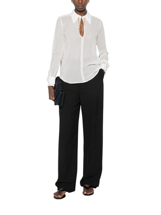 Elisabetta Franchi camicia donna in georgette con charms avorio CA19466 360 ELISABETTA FRANCHI 