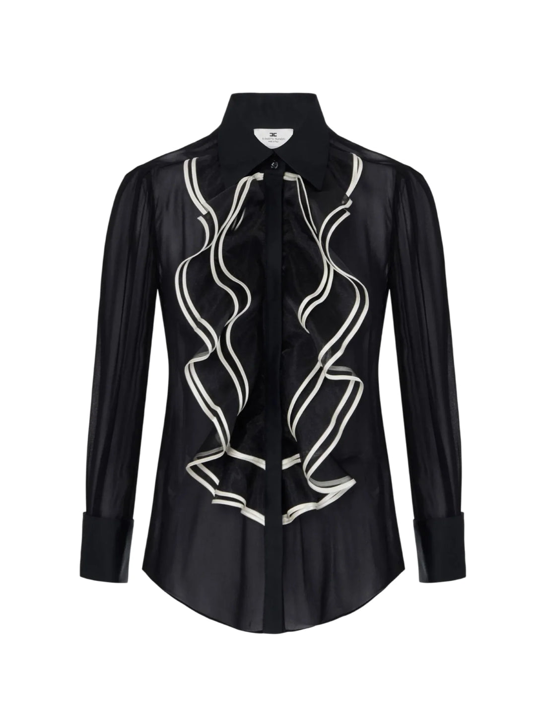 Elisabetta Franchi camicia donna in georgette con rouches nero