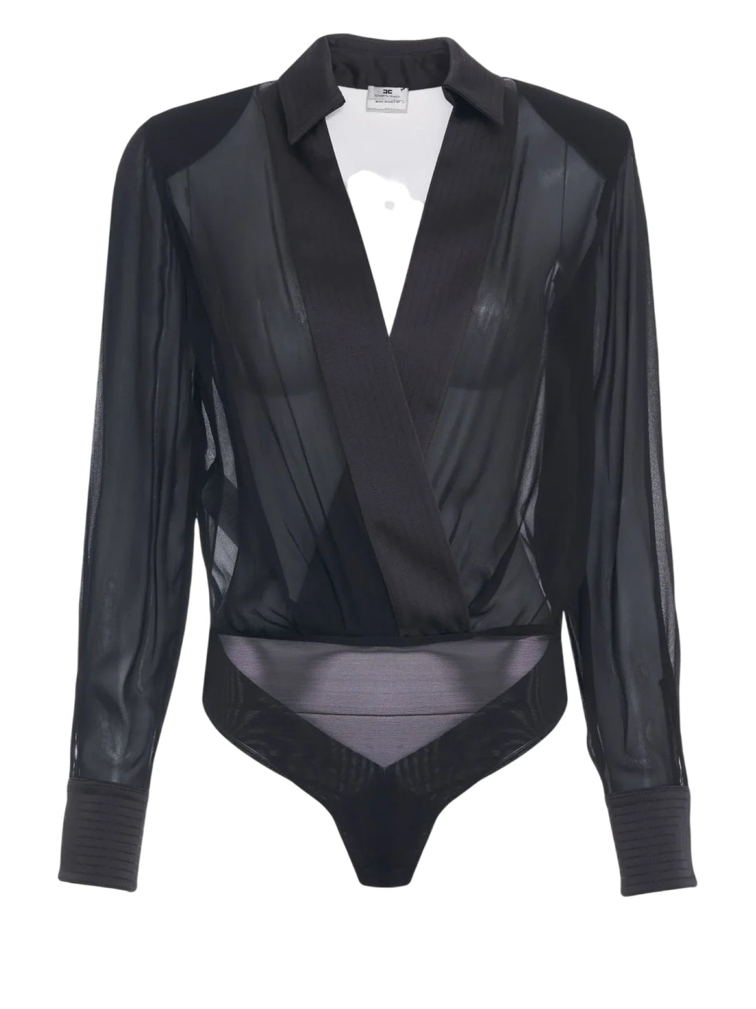 Elisabetta Franchi camicia body donna in georgette nero