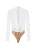 Elisabetta Franchi camicia body donna in georgette avorio