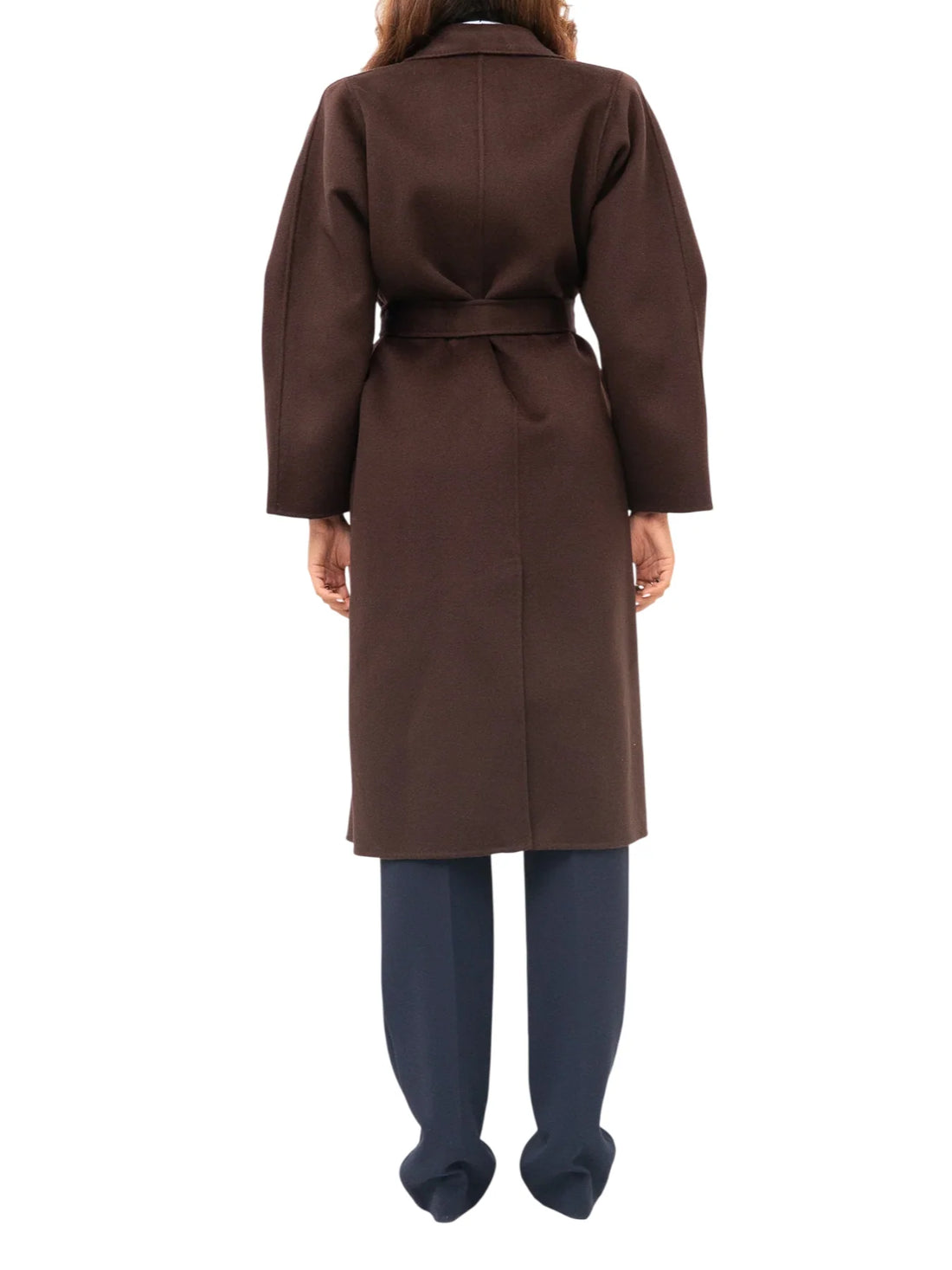 Elisabetta Franchi cappotto lungo donna in lana con cintura marrone