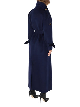 Elisabetta Franchi cappotto lungo doppiopetto in lana donna blu CP02D66 H88 ELISABETTA FRANCHI 