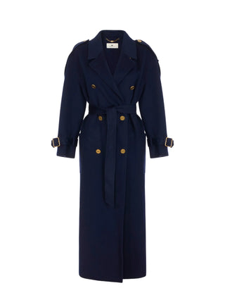 Elisabetta Franchi cappotto lungo doppiopetto in lana donna blu CP02D66 H88 ELISABETTA FRANCHI 