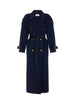 Elisabetta Franchi cappotto lungo doppiopetto in lana donna blu
