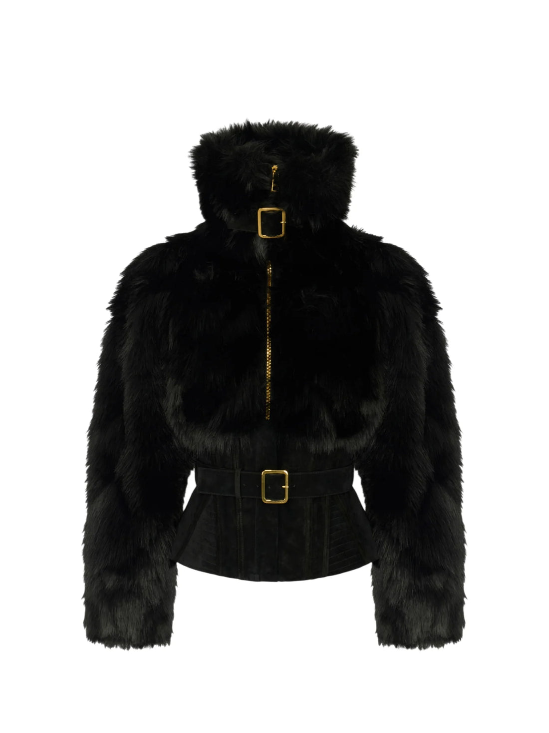 Elisabetta Franchi pelliccia ecologica con parti suede nero