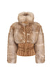 Elisabetta Franchi pelliccia ecologica con parti suede color cuoio