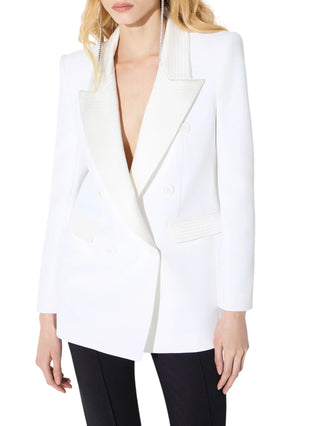 Elisabetta Franchi giacca blazer doppiopetto dettagli satin avorio GI26366 360 ELISABETTA FRANCHI 