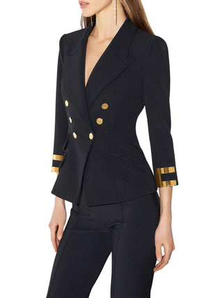 Elisabetta Franchi giacca blazer doppiopetto con dettagli logati nero GI26866 110 ELISABETTA FRANCHI 
