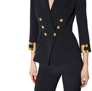 Elisabetta Franchi giacca blazer doppiopetto con dettagli logati nero GI26866 110 ELISABETTA FRANCHI