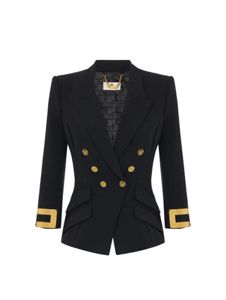 Elisabetta Franchi giacca blazer doppiopetto con dettagli logati nero GI26866 110 ELISABETTA FRANCHI 