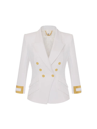 Elisabetta Franchi giacca blazer doppiopetto con dettagli logati avorio GI26866 360 ELISABETTA FRANCHI 