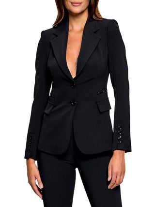Elisabetta Franchi giacca blazer monopetto con dettagli logati nero GI27466 110 ELISABETTA FRANCHI 