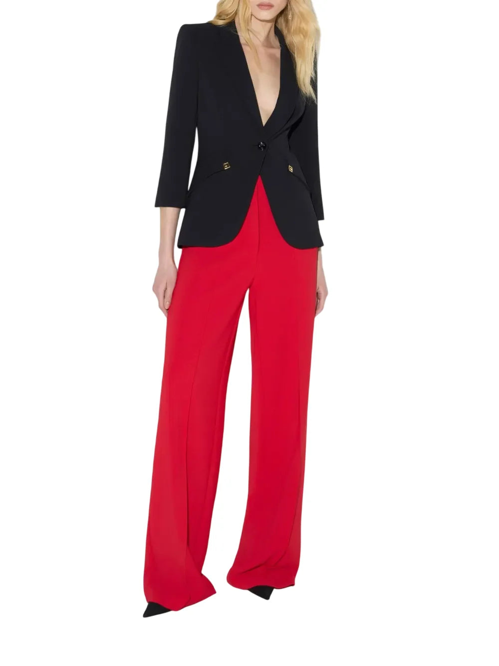 Elisabetta Franchi giacca blazer donna con dettagli logati nero