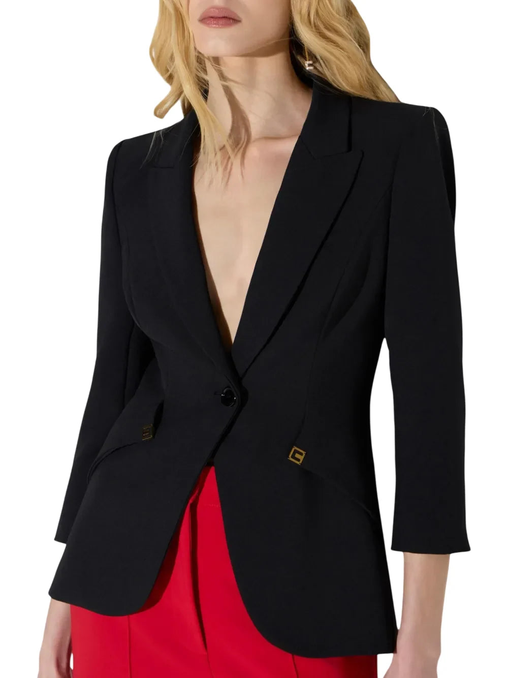 Elisabetta Franchi giacca blazer donna con dettagli logati nero