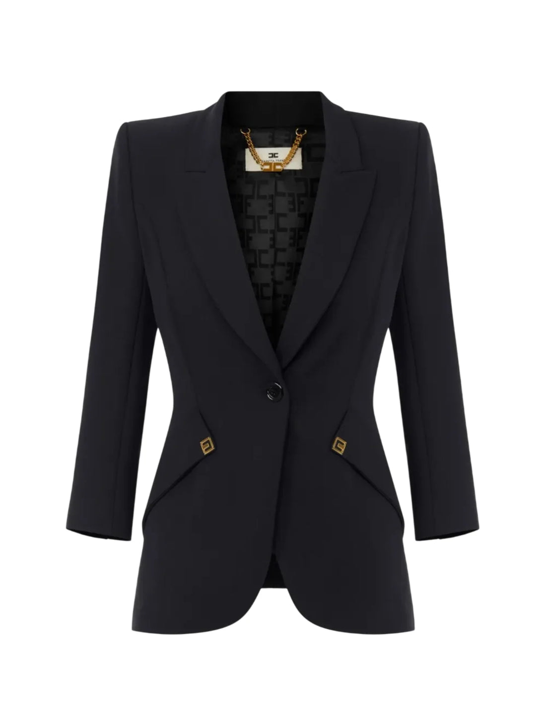 Elisabetta Franchi giacca blazer donna con dettagli logati nero