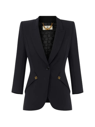 Elisabetta Franchi giacca blazer donna con dettagli logati nero GI27567 110 ELISABETTA FRANCHI 