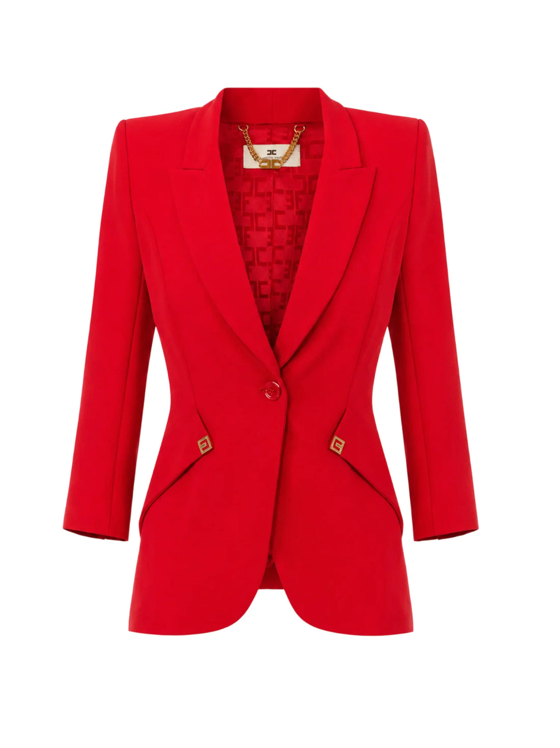 Elisabetta Franchi giacca blazer donna con dettagli logati rosso