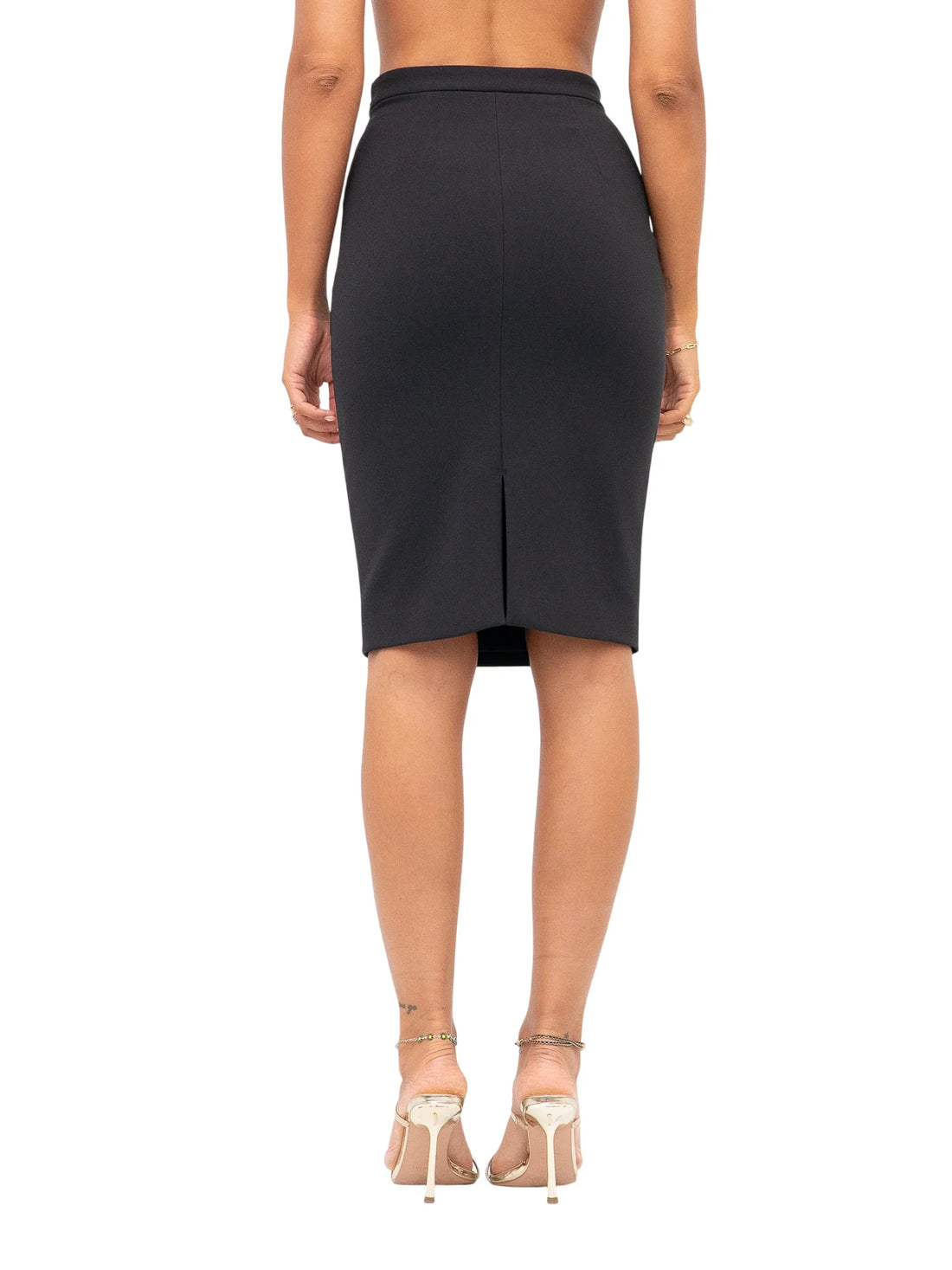 Elisabetta Franchi gonna midi donna in tessuto crepe nero
