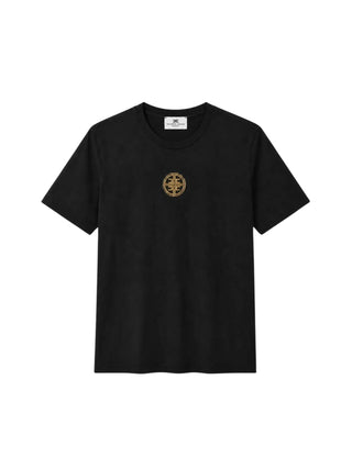 Elisabetta Franchi T-shirt donna in jersey con logo metallico nero MA00866 110 ELISABETTA FRANCHI 