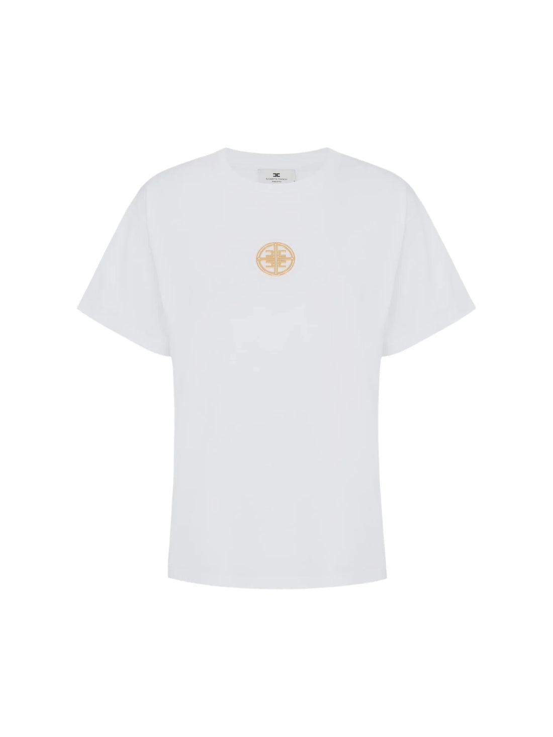 Elisabetta Franchi T-shirt donna in jersey con logo metallico panna