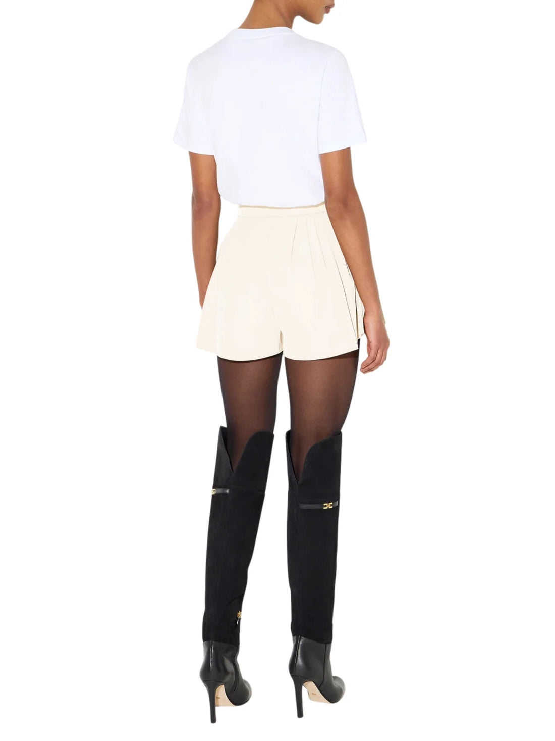 Elisabetta Franchi T-shirt donna in jersey con logo metallico panna