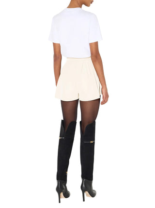 Elisabetta Franchi T-shirt donna in jersey con logo metallico panna MA00866 270 ELISABETTA FRANCHI 
