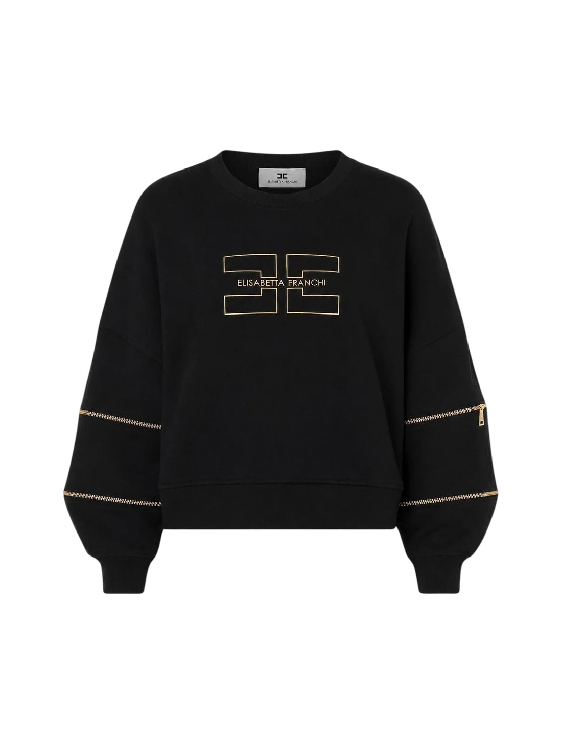 Elisabetta Franchi felpa donna con zip e logo nero
