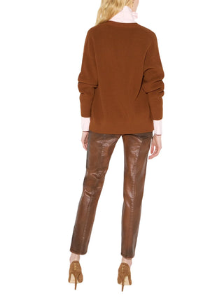 Elisabetta Franchi cardigan over donna con bottoni gioiello marrone MK01S66 FK3 ELISABETTA FRANCHI