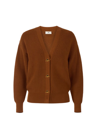 Elisabetta Franchi cardigan over donna con bottoni gioiello marrone MK01S66 FK3 ELISABETTA FRANCHI 